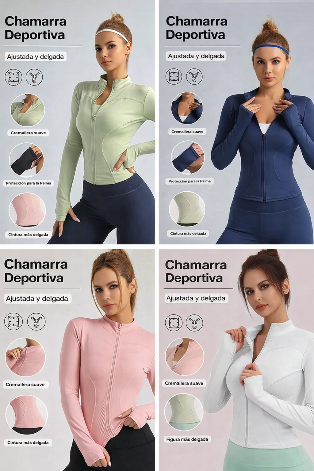 Chamarra Deportiva con Cierre y Cuello Alto