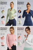 Chamarra Deportiva con Cierre y Cuello Alto